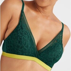 Knix Emerald Green Deep V Plunge Bra Women’s size Large 36B 36C 36D 36DD